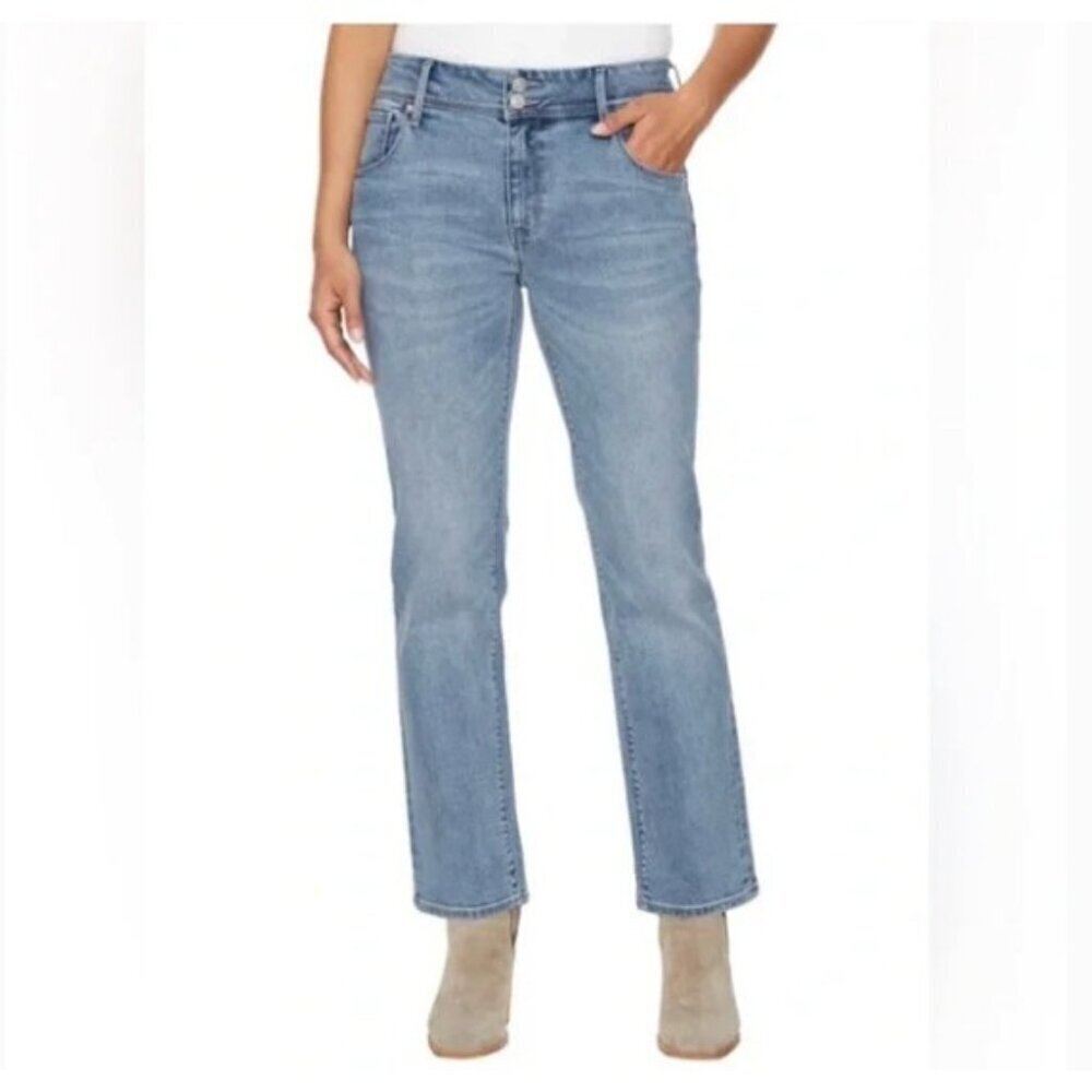 NEW Hudson Los Angeles Womens 12 Icy Blue Denim Straight-Leg Jeans H369